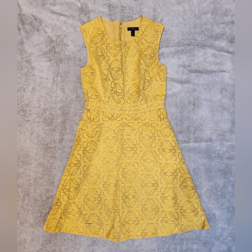 J. Crew Textured Lined Mustard Midi Dress